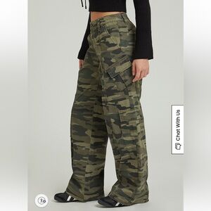 PacSun Low Rise Baggy 100% Cotton Camouflage Cargo Pants Trousers, Women Sz M